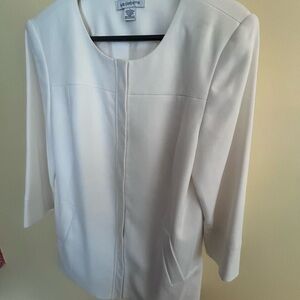 NWOT Liz Claiborne Classic White Blazer Lightweight Coat w/Long Sleeves & Lined